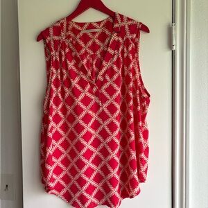 41 Hawthorn Red and Cream Patterned Blouse